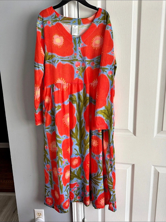 Dresses & Skirts - Floral Maxi Dress in Orange & Blue Size Medium Like New